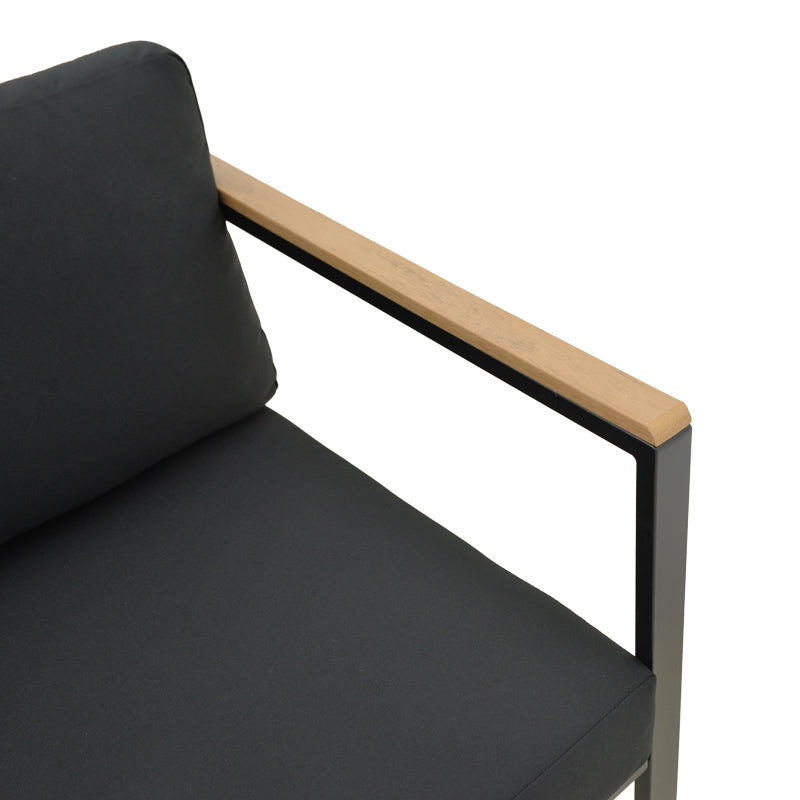 Двуместен диван Aurelio металик в черно - възглавници в черен нюанс 130x74x63см