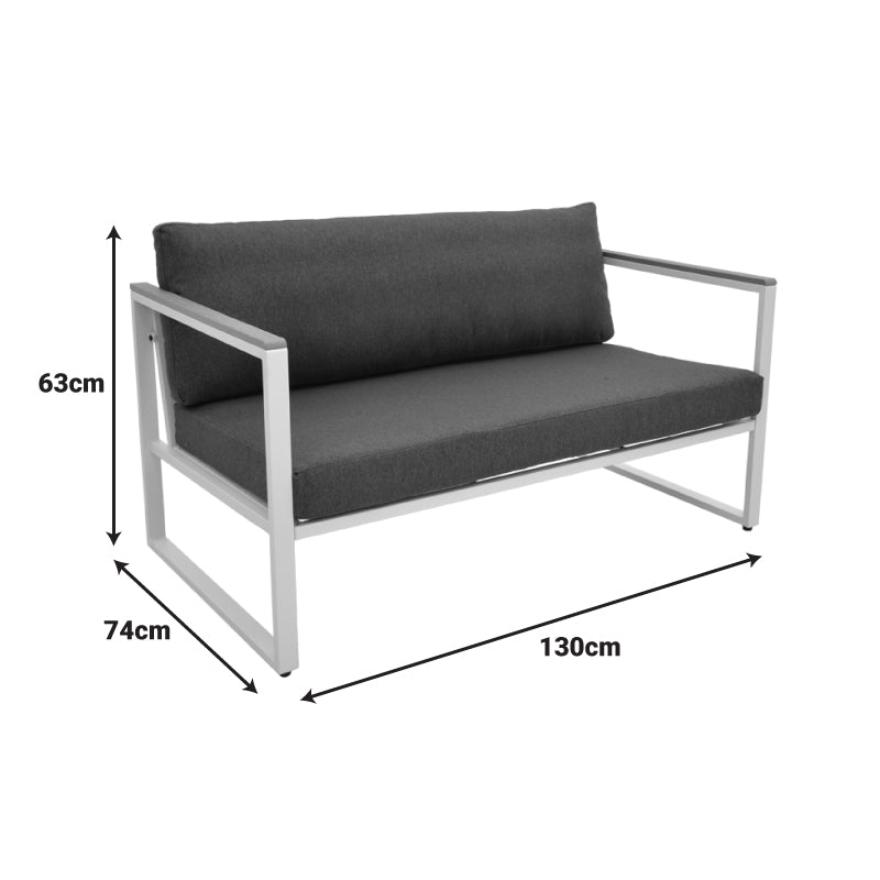 Двуместен диван Aurelio металик в черно - възглавници в черен нюанс 130x74x63см