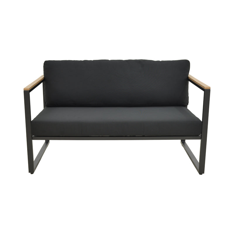 Двуместен диван Aurelio металик в черно - възглавници в черен нюанс 130x74x63см