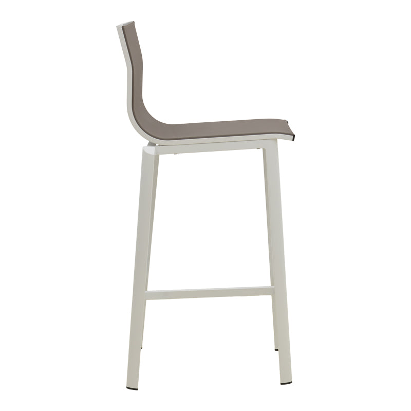 Бар стол Melina подреждащ се от алуминий в бяло - текстил в сиво, 45x49x115 см