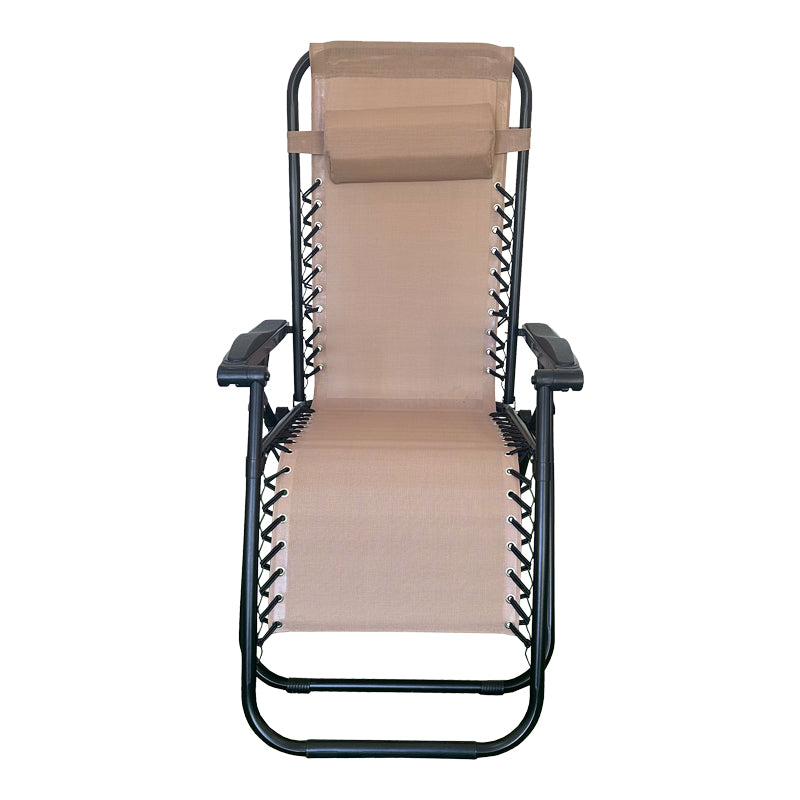 Сгъваем фотьойл Mirka текстил/метал в кремаво-черен цвят 65x165x110 см