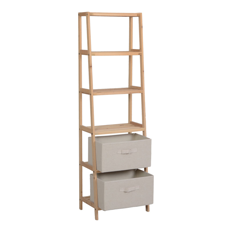 Подов рафт с чекмеджета Wolen дървесина от ела, плат в естествено бежов цвят 42x27.5x139см