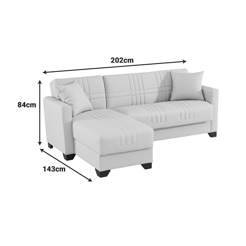 Ъглов разтегателен диван с обръщаем дизайн Stashio кафяв плат 202x143x84см