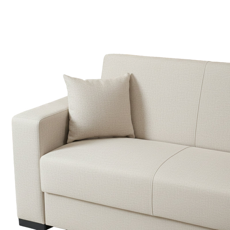 Ъглов разтегателен диван с обръщаем дизайн Dumma кремав плат 226x148x86см