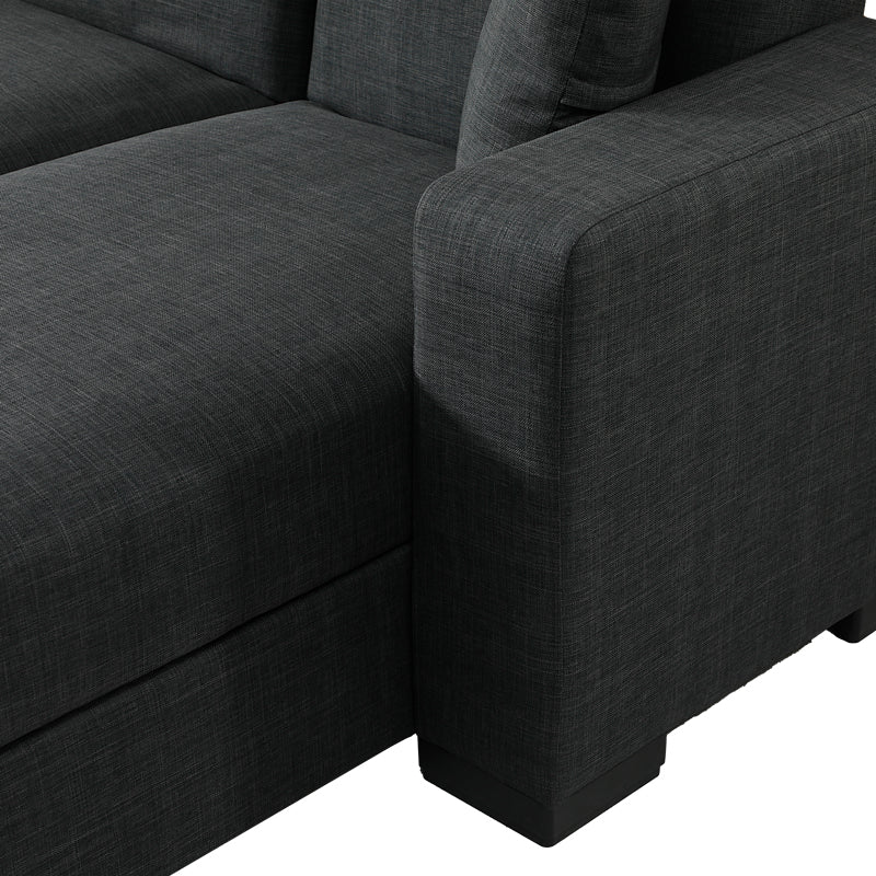 Ъглов разтегателен диван с обръщаем дизайн Dumma антрацит плат 226x148x86см