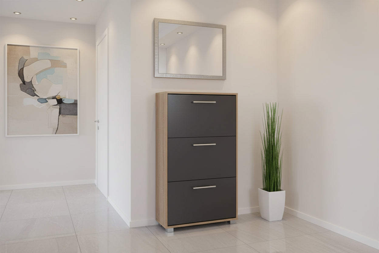 Шкаф за обувки DAVINA цвят сонома-сив 62х24х110см