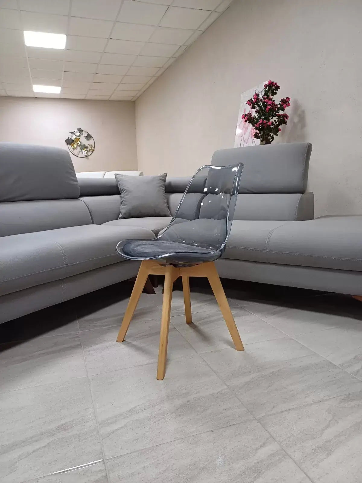 Стол Верона кристал сив/седалка кадифе