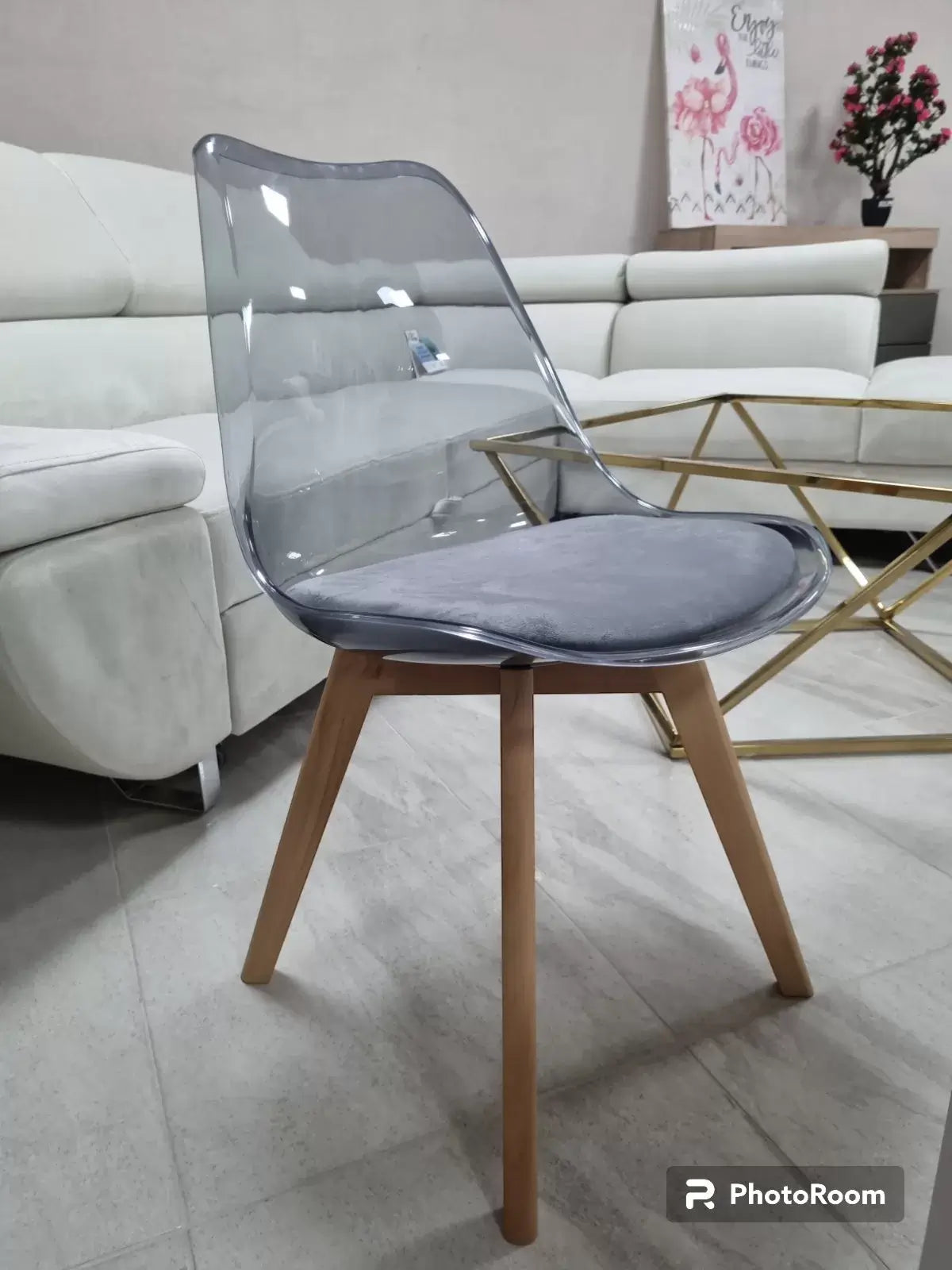 Стол Верона кристал сив/седалка кадифе