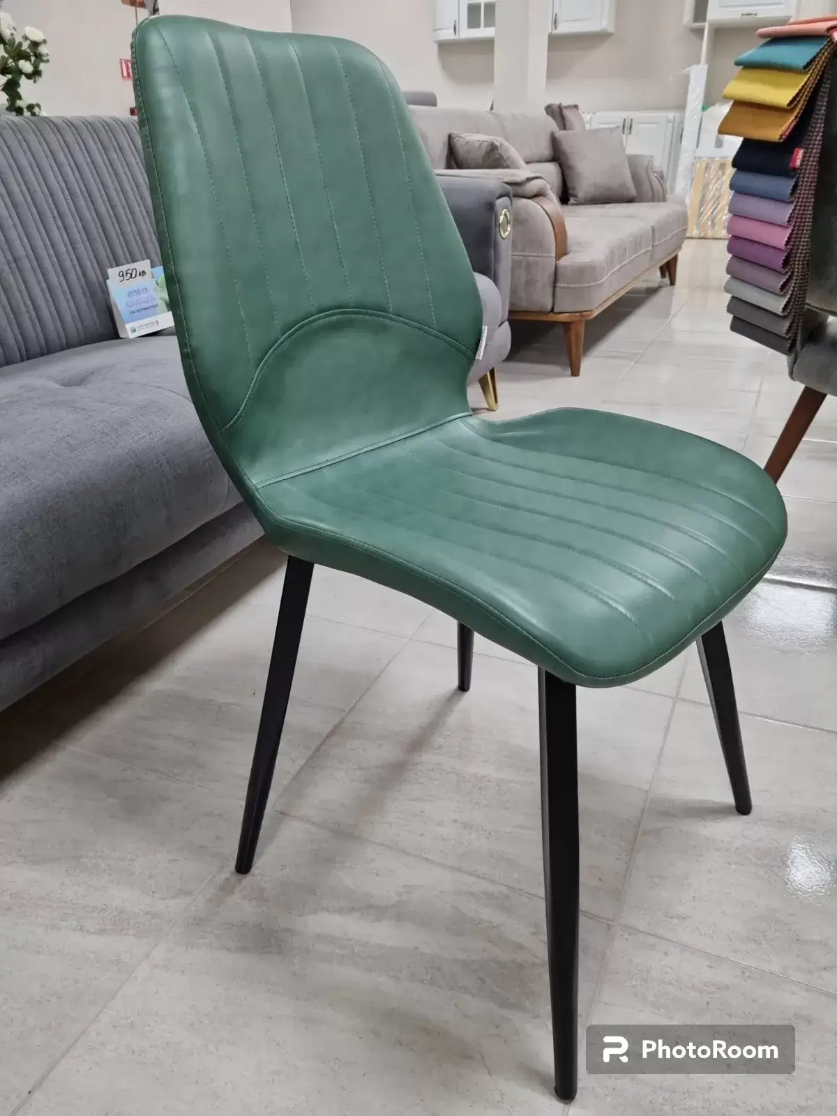 Трапезен стол Айвън PU кожа зелен Комплект 4 броя