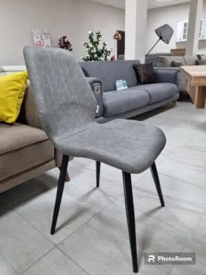 Трапезен стол Айвън PU кожа сив 3=4