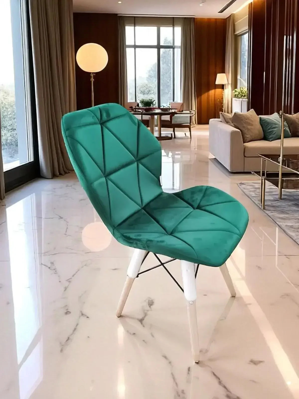 Трапезен стол Мелина  синьо кадифе