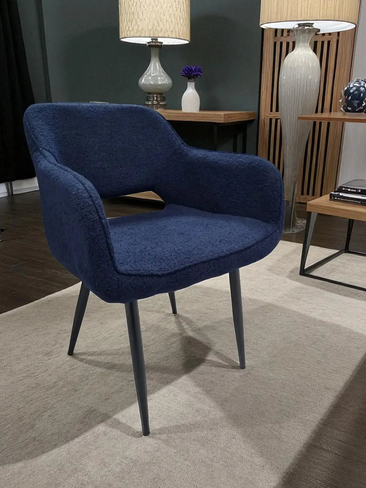 Кресло Амадео/ букле тъмно син 3=4