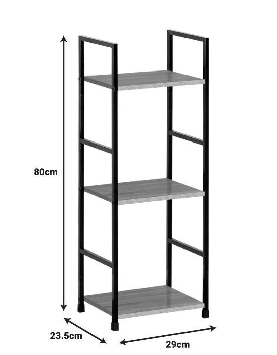 Етажерка за книги Bitok дъб-черна стомана 29x23.5x80cm