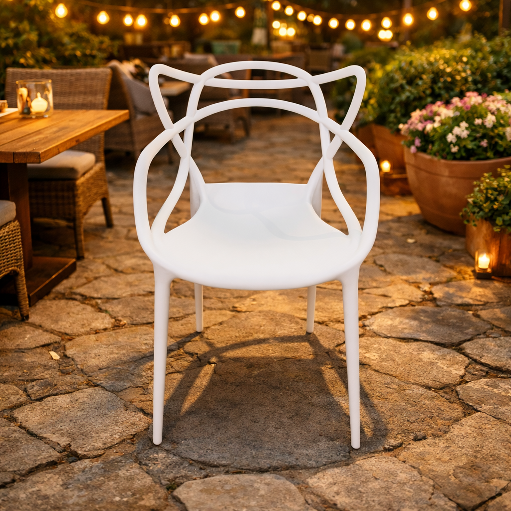 Градински стол ВИЕНА бял - полипропилен с подлакътници