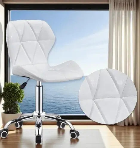 Офис стол Мелина/бял еко кожа