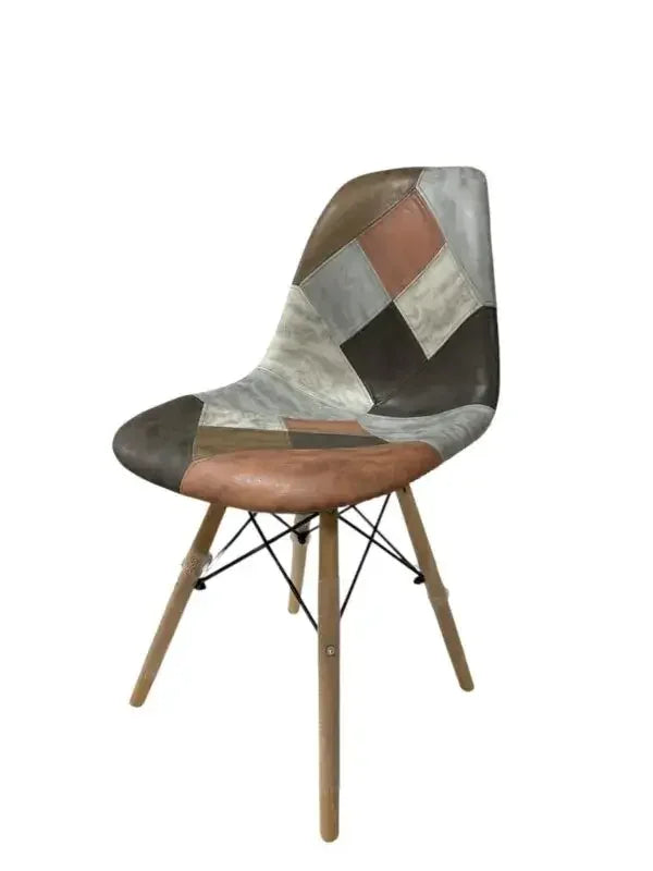 Трапезен стол Иви Пачуърк – ретро кожа, многоцветен дизайн