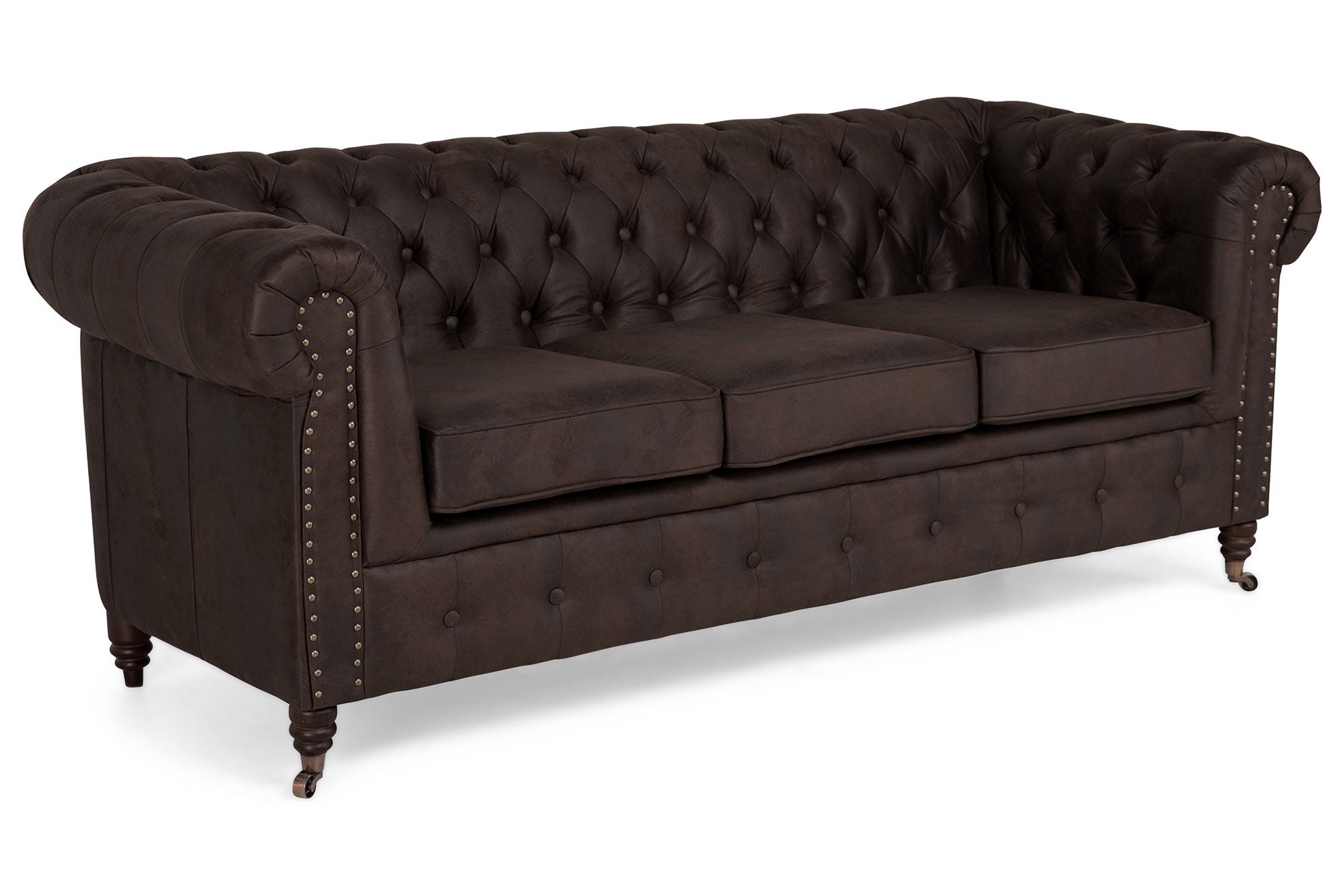 Диван Chesterfield Lux– триместно, винтидж коняк 203/86/80см