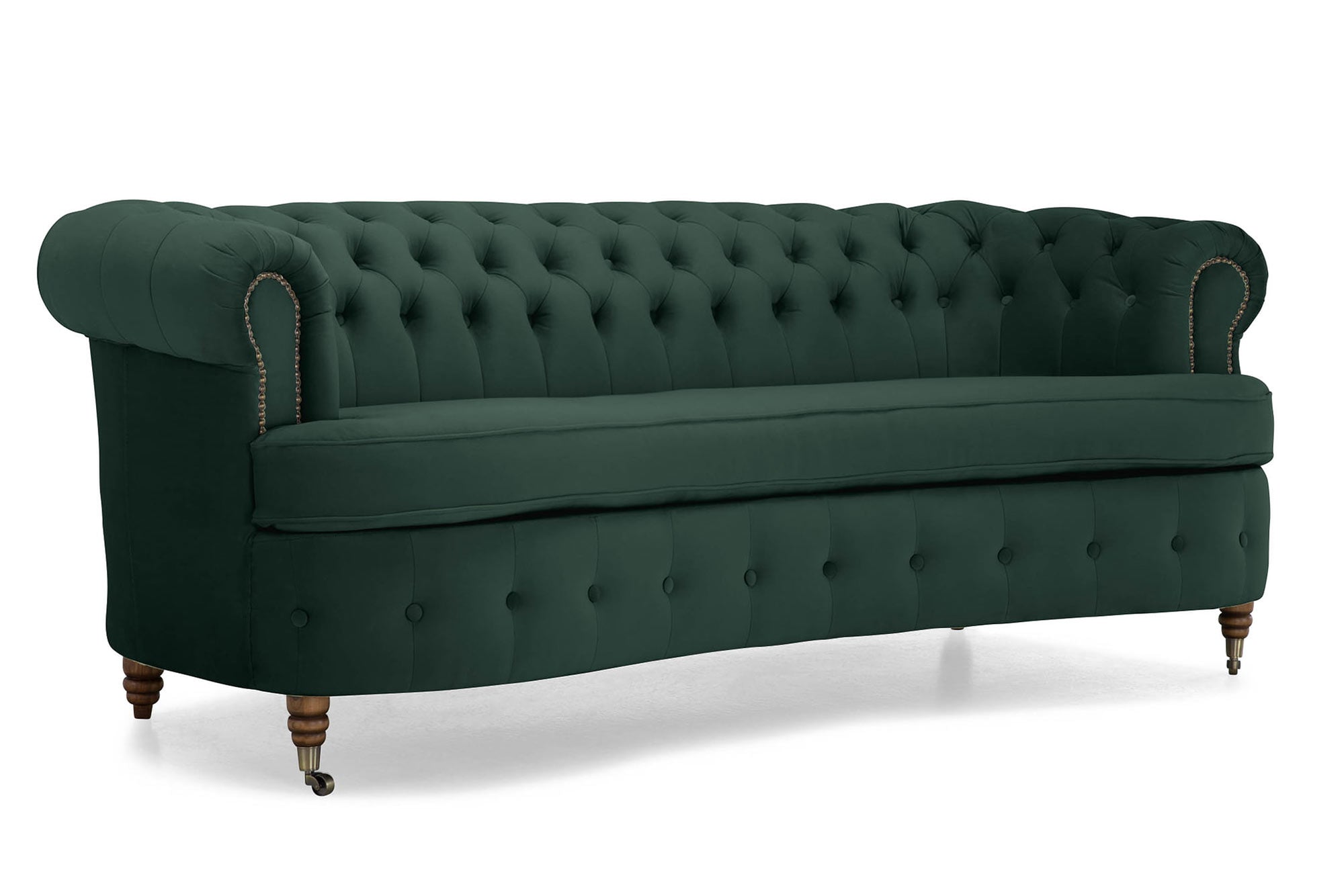 Диван Chestefield Lux – триместно, извито, бежово 	230 × 86 × 80 см