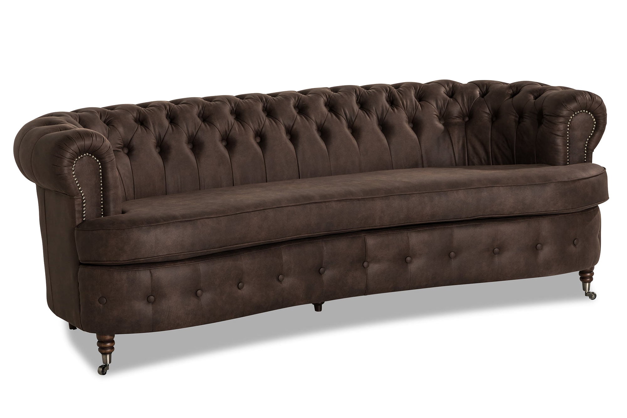 Диван Chestefield Lux – триместно, извито, бежово 	230 × 86 × 80 см