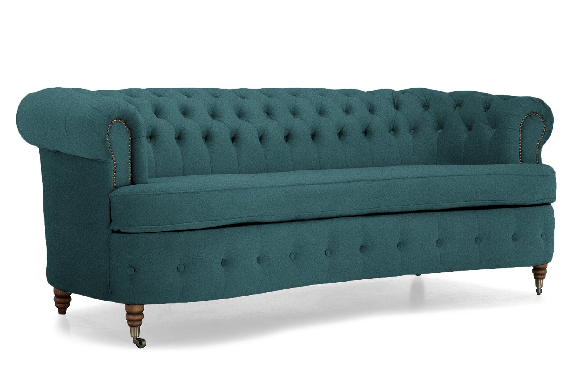 Диван Chestefield Lux – триместно, извито, бежово 	230 × 86 × 80 см