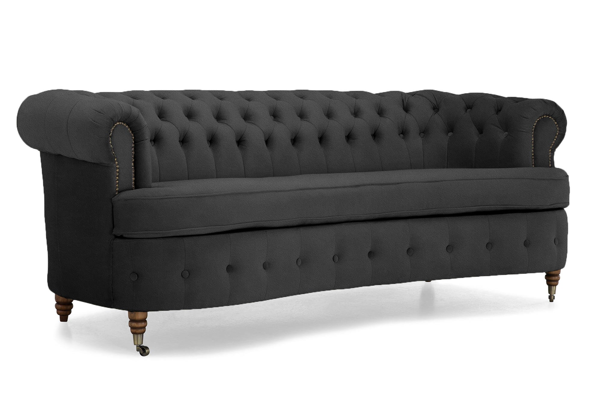 Диван Chestefield Lux – триместно, извито, бежово 	230 × 86 × 80 см