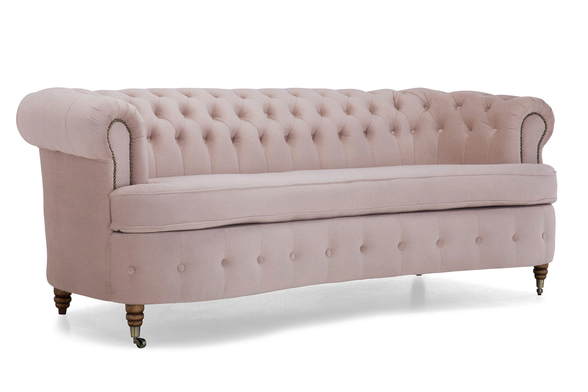 Диван Chestefield Lux – триместно, извито, бежово 	230 × 86 × 80 см