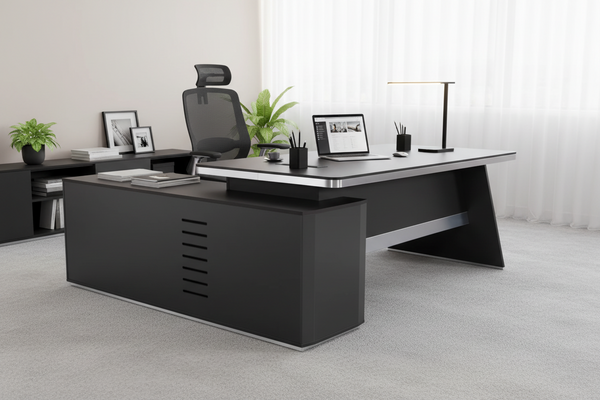 Префесионално офис бюро ROSEWOOD десен ъгъл цвят венге-сив 220X180X76см