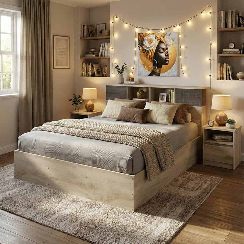 Двойно легло OLYMPUS в цвят дъб кастило 140x200см