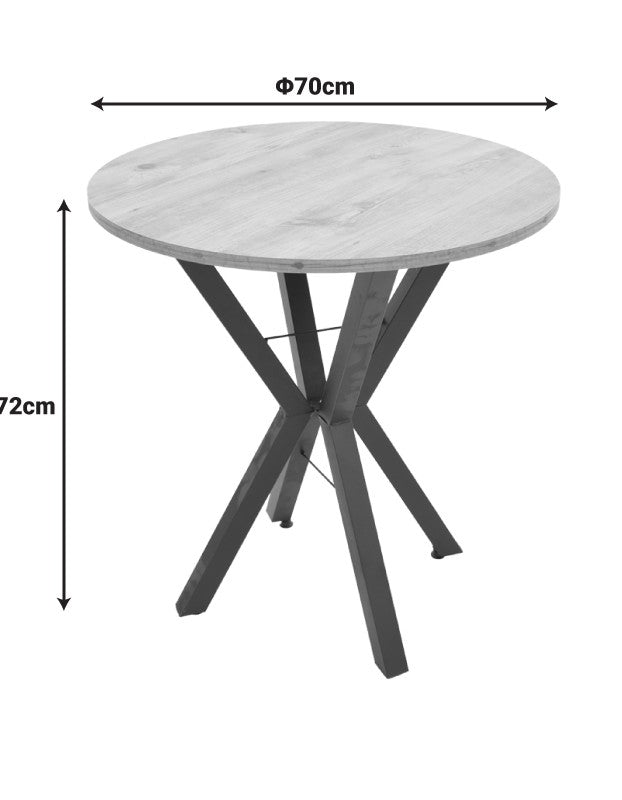 Маса Rogue  с ефект на черен мрамор и черни метални крака Φ70x72см