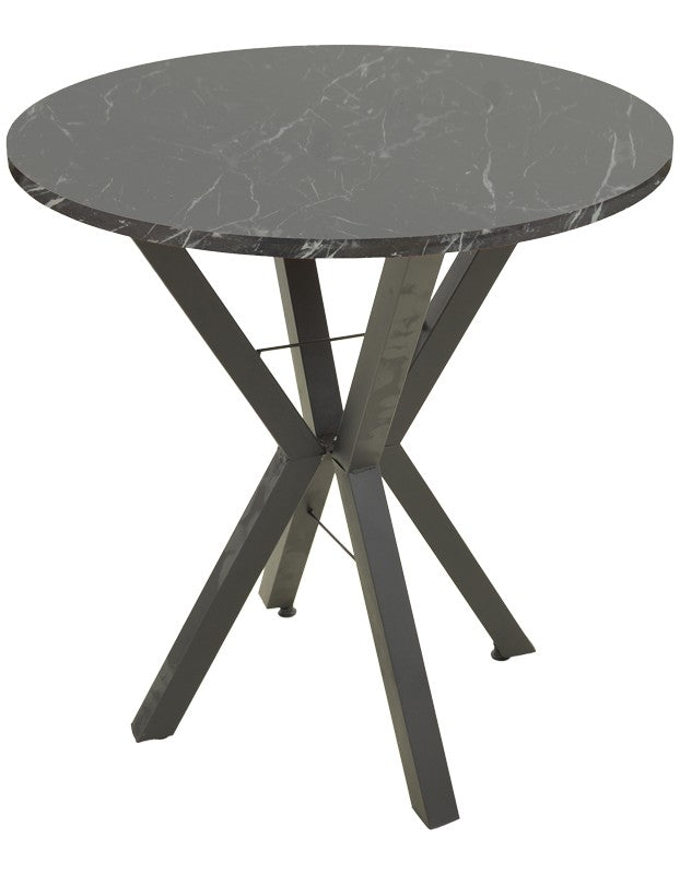 Маса Rogue  с ефект на черен мрамор и черни метални крака Φ70x72см