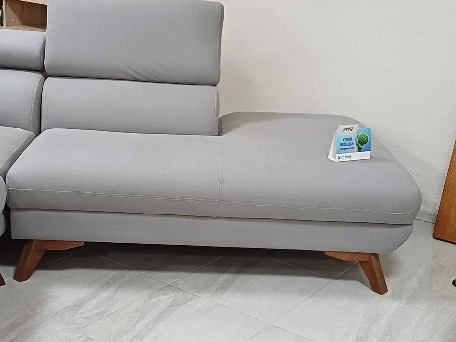 Диван Кармен ъглов сива дамаска 285/255/105см-наличен