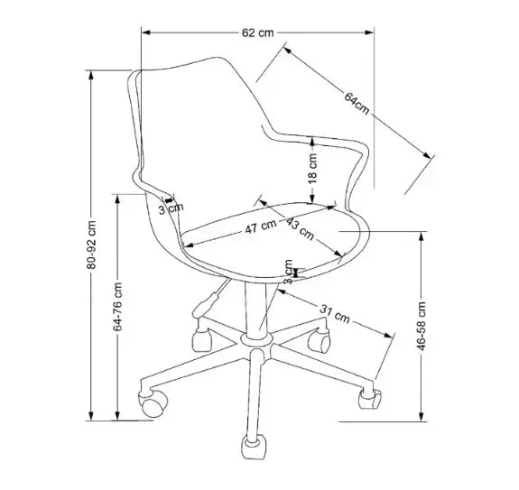 Офис стол Верона с подлакътник черен полипропилен