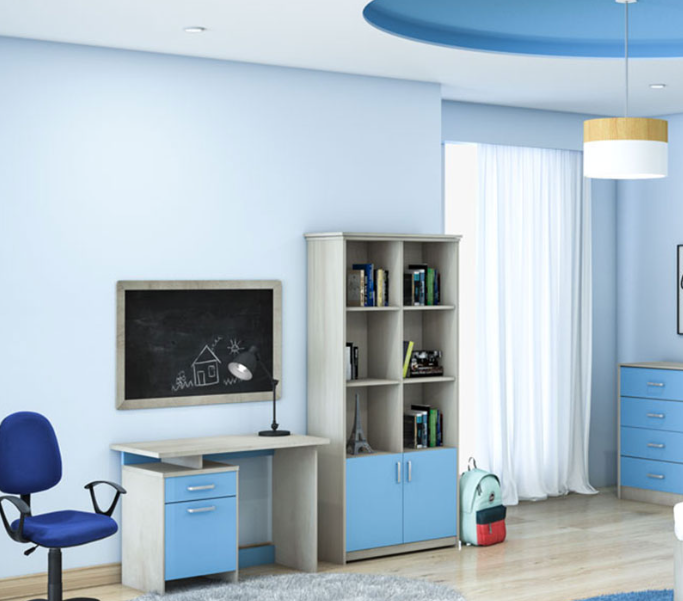 Детско работно бюро LOONEY castillo-синьо 100x55x75см
