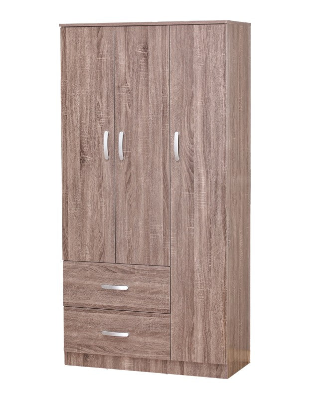 Гардероб ZELIA с 2 врати и чекмеджета в цвят орех 90x42x180см