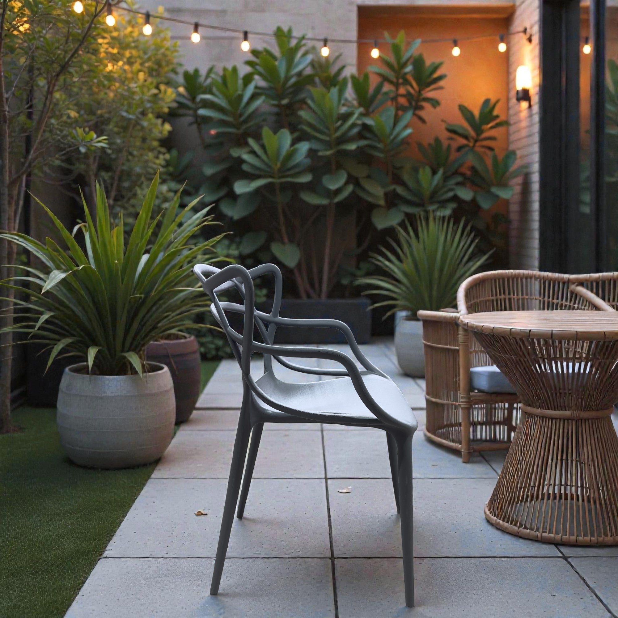 Градински Стол Виена Сив - Полипропилен с Подлакътници