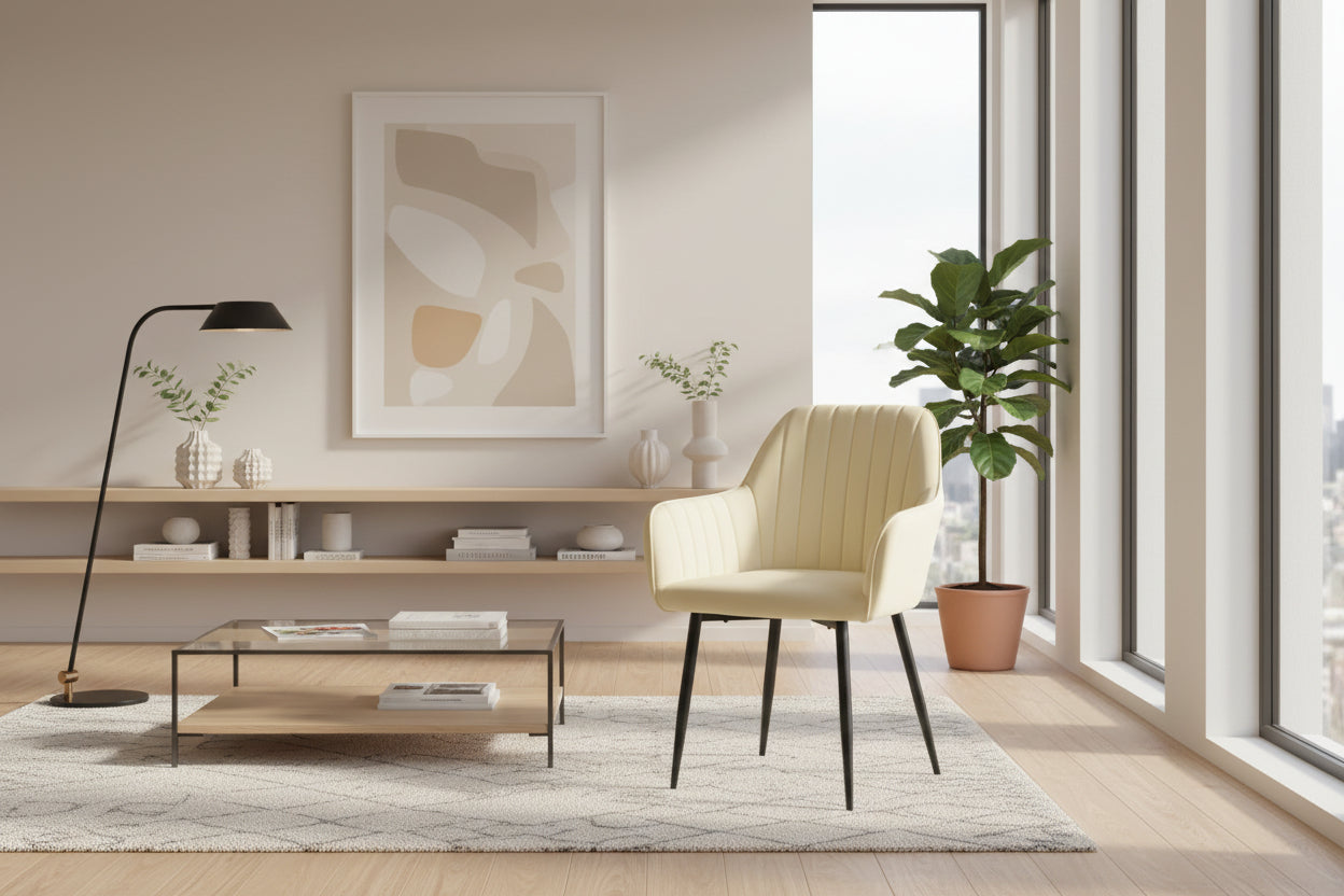 Трапезен стол  Noor -комплект 4 броя /  с черен метален крак 58x58x86см