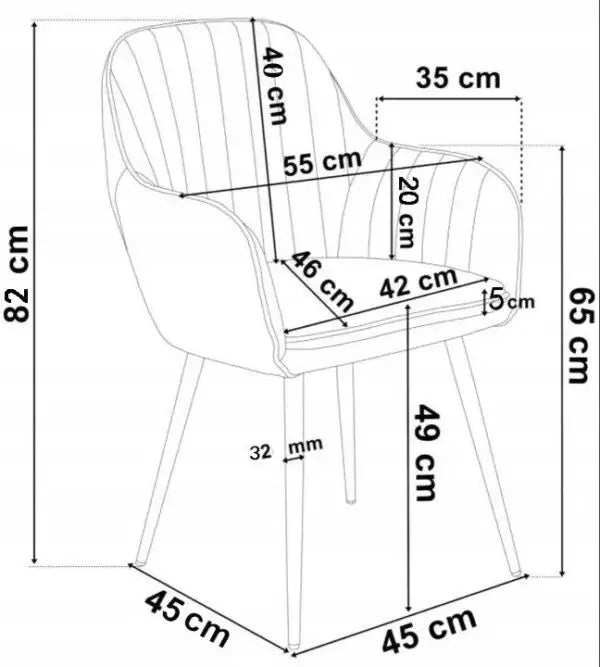Трапезен стол ВМ313 -черно кадифе