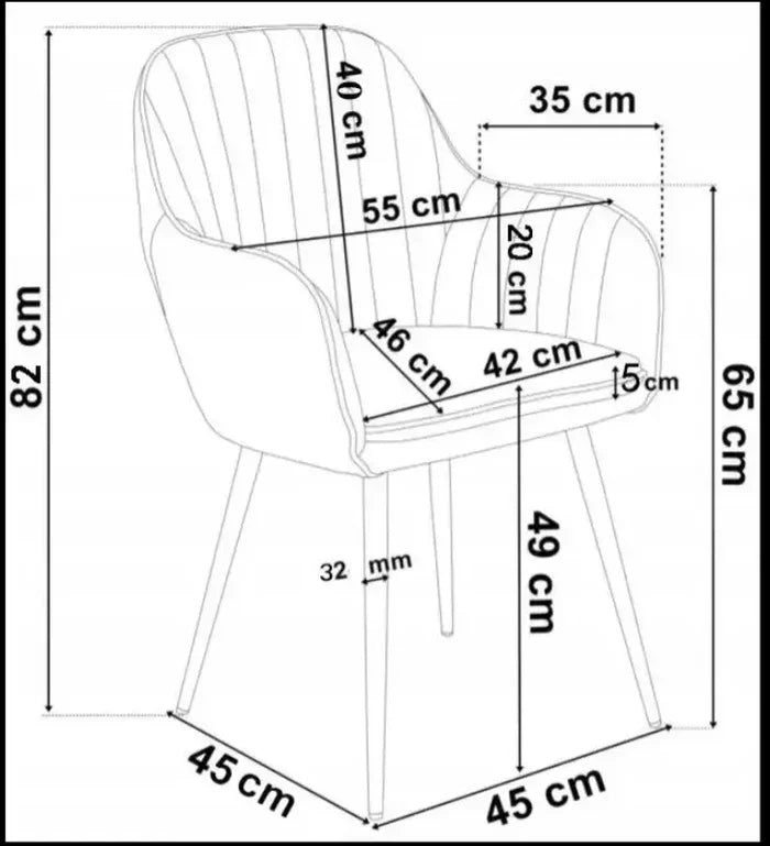 Трапезен стол ВМ313 – кадифе цвят крем 3=4