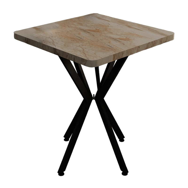 Маса Prestone бял мрамор меламин-черен метал 70x70x75см