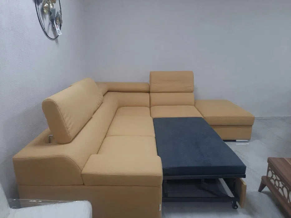 Диван Хана ъглов разтегателен 275/255/100см  старо злато-наличен