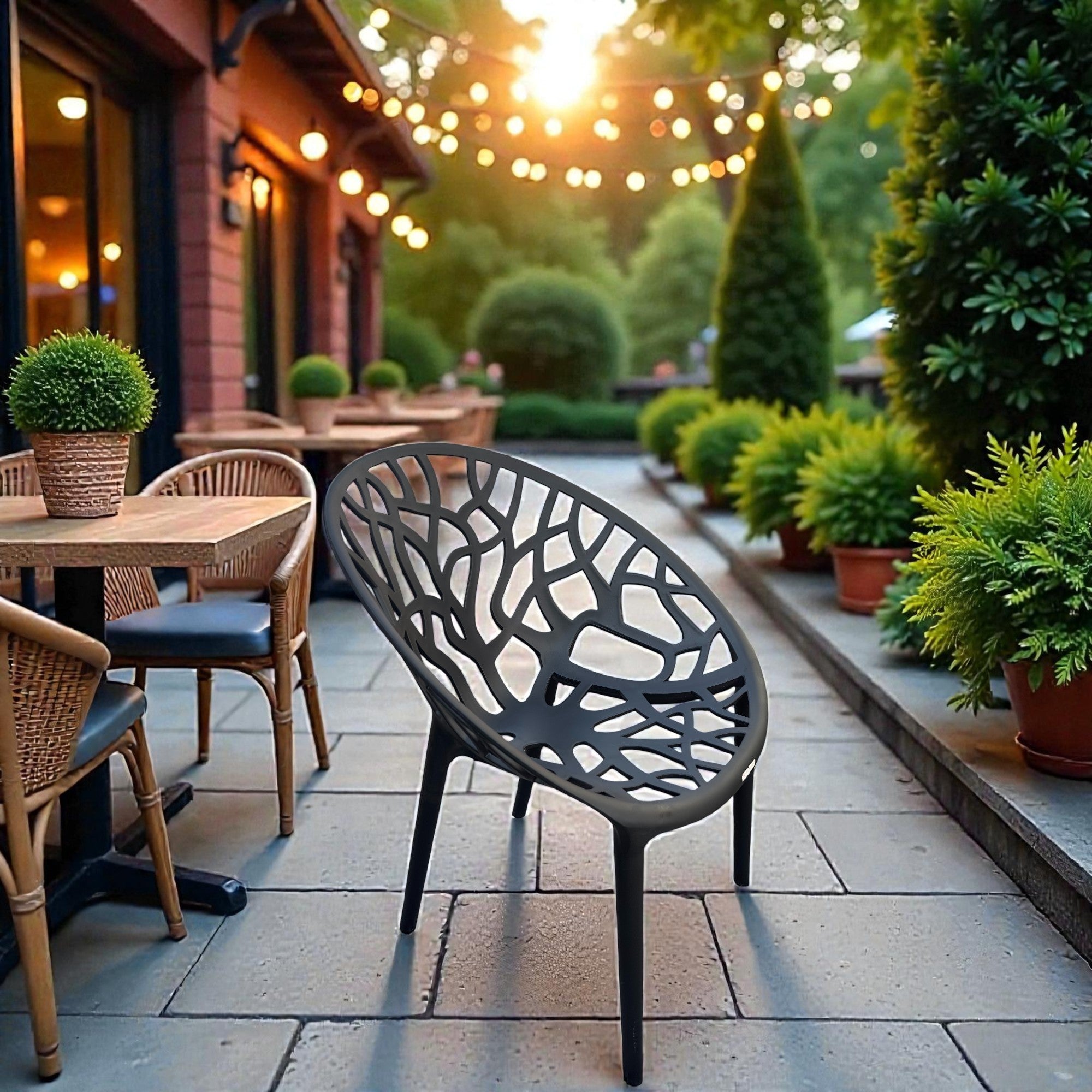 Градински стол Джина-полипропилен, черен