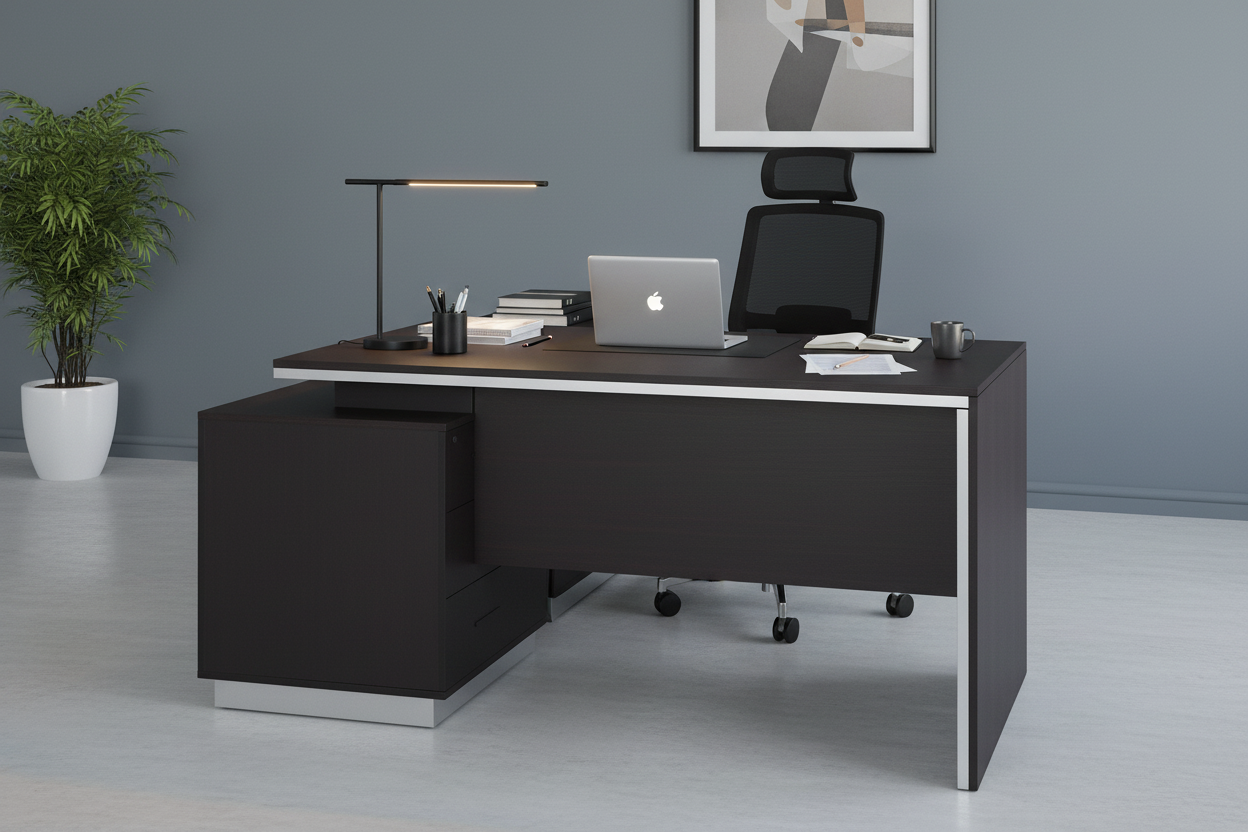 Офис бюро ROSEWOOD венге-сив цвят 160X80X76см