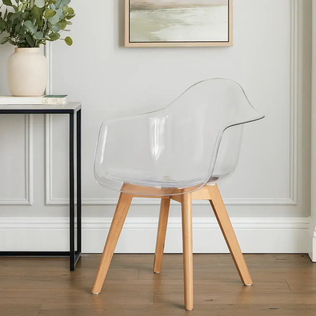 Трапезен стол Тея кристал бял поликарбонат 3=4