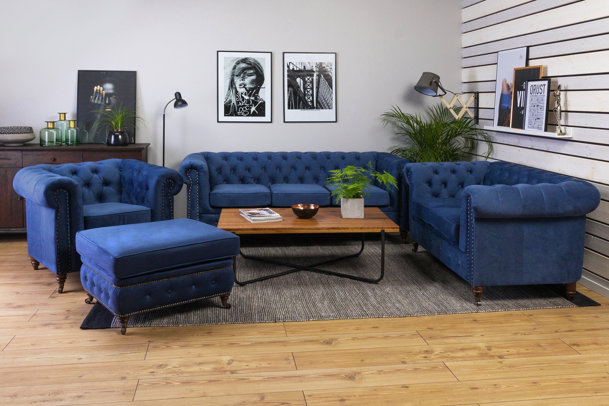 Диван Chestefield Lux – двуместно, петролено синьо