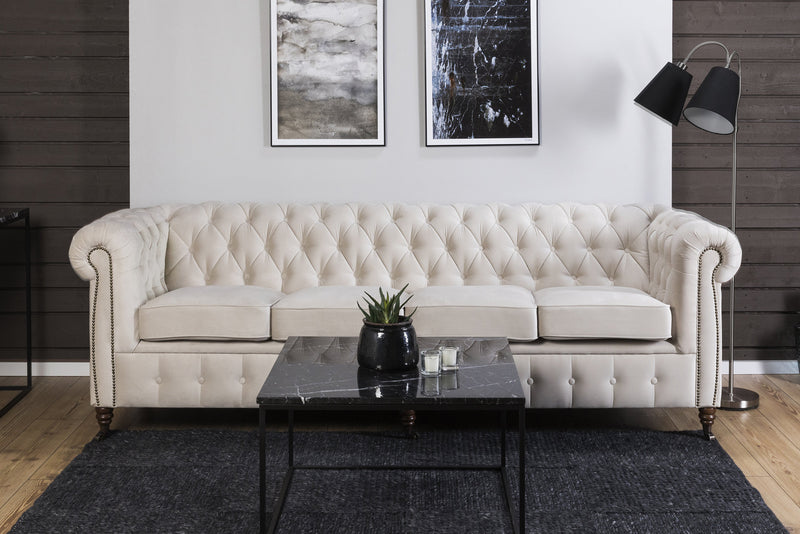 Диван Chestefield Lux – четириместен бежов 238/86/80см