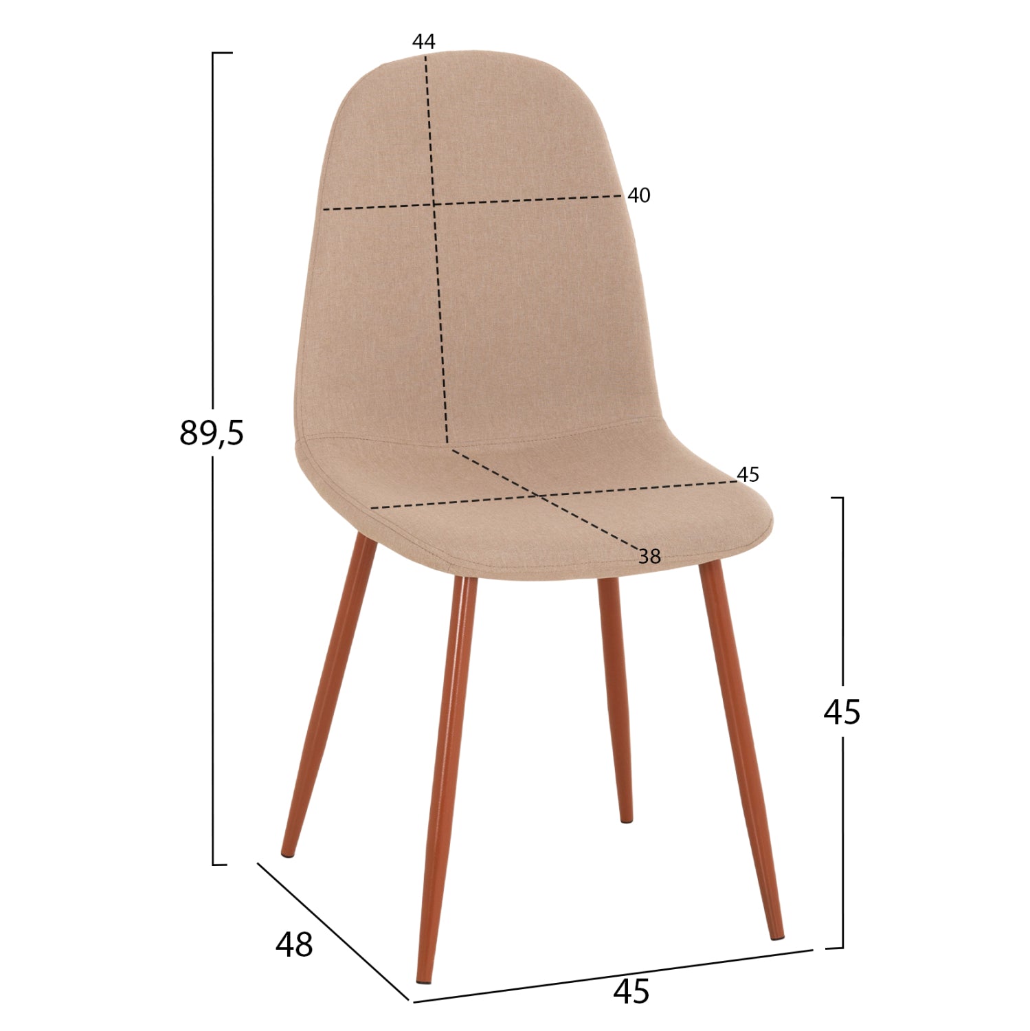 Стол Леонардо цвят бежов плат /метални крака  45x52x85