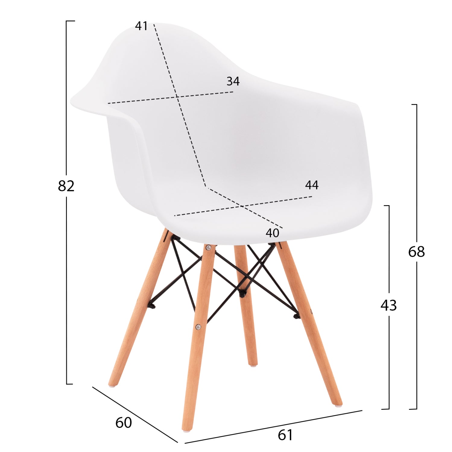 Кресло Тея полипропилен  - бял цвят