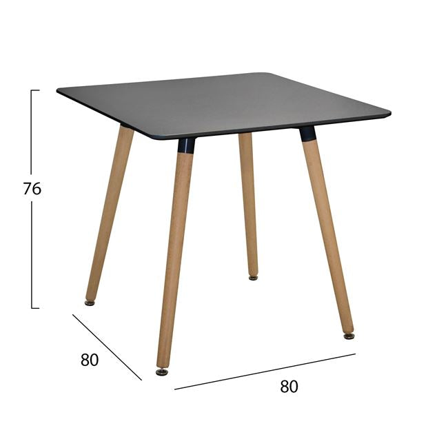Комплект от 5части VERONA с маса   80x80x74 см черна &  столове  КГ10601