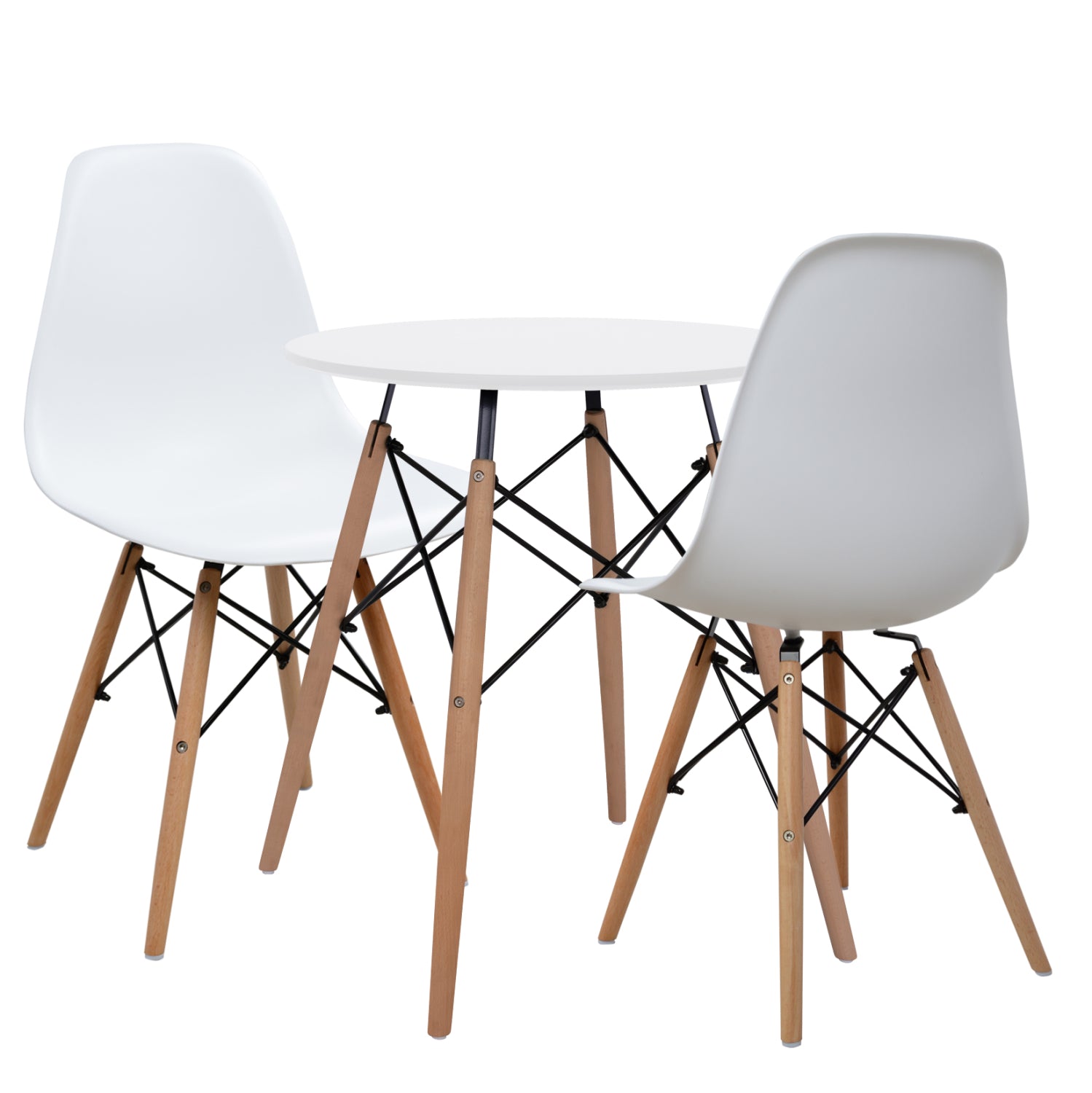 Комплект за трапезария бяла маса φ60 и 2 стола КГ10297