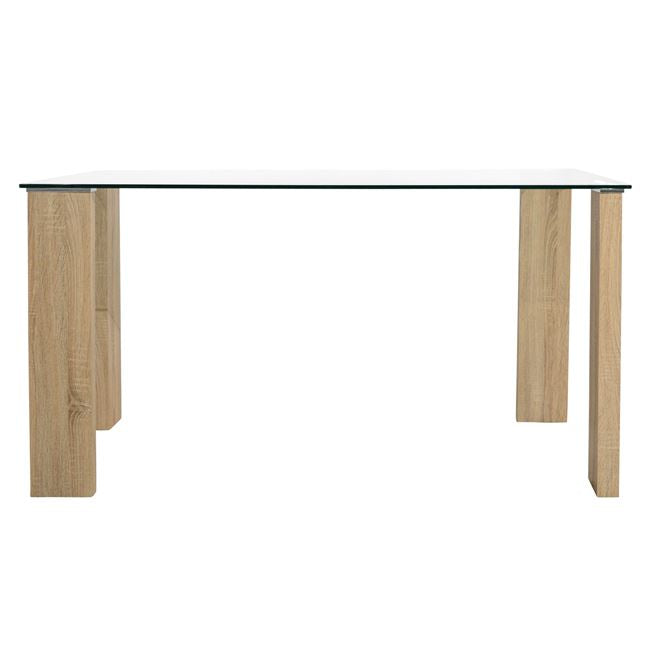 Трапезна маса  MORGAN стъклена повърхност-дърво сонома цвят  140X80X75см